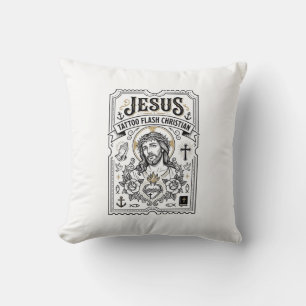 Jesus Tattoo Flash Christian Jesus Tattoo Flash Ch Throw Pillow