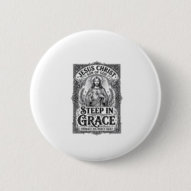 Jesus Tea Lover Graphic Tee Christian 2 Inch Round Button (Front)