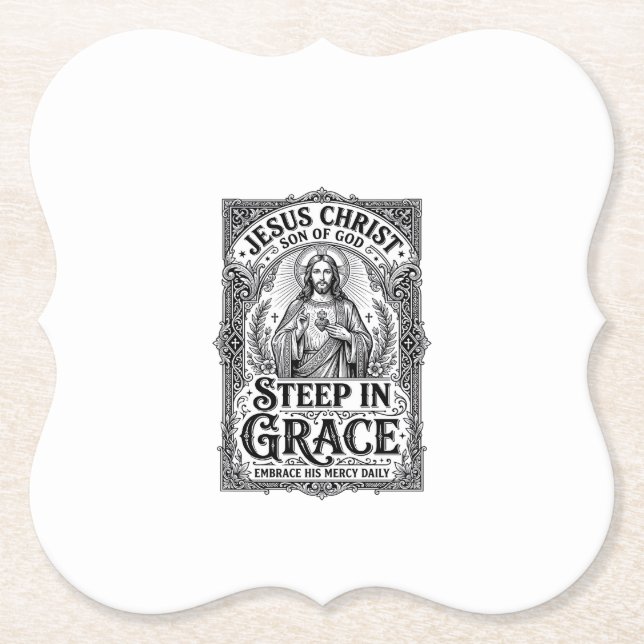Jesus Tea Lover Graphic Tee Christian Paper Coaster (Front)