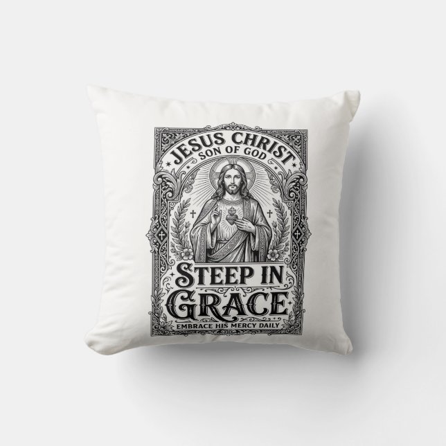 Jesus Tea Lover Graphic Tee Christian Throw Pillow (Front)