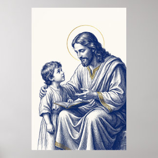 Jesus Teaching a Child Engraving Art Print