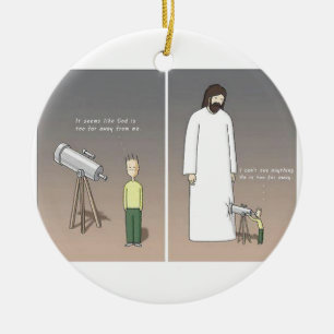 Jesus Telescope Ceramic Ornament