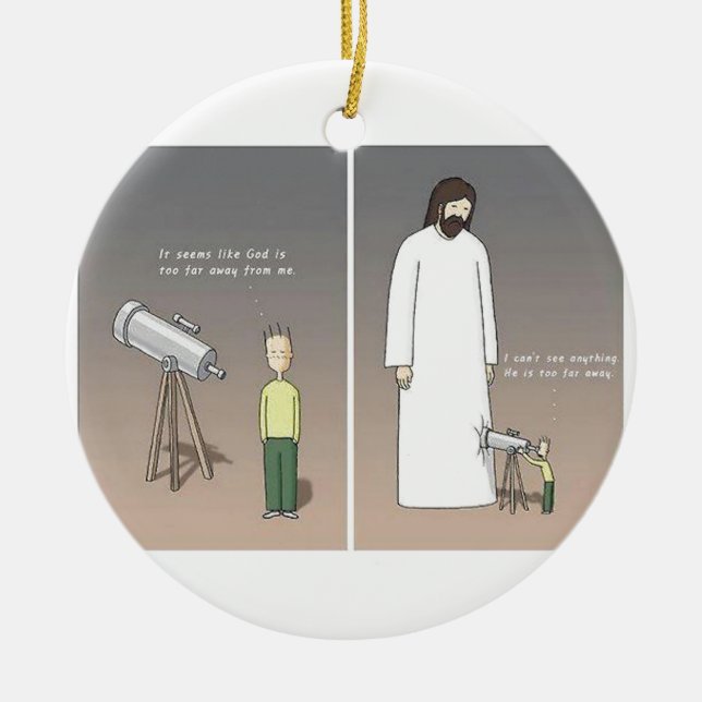 Jesus Telescope Ceramic Ornament (Front)