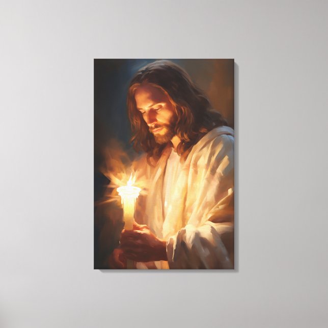 Jésus tenant la toile de bougie Imprimer (Recto)