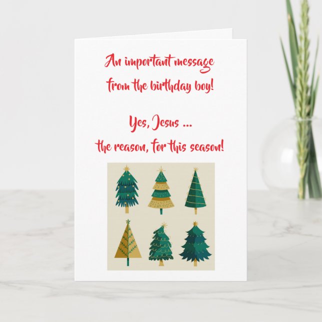 Jesus the Birthday Boy Christmas Card (Front)