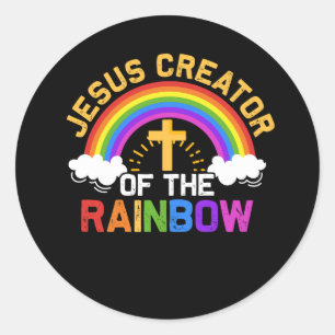Jesus The Creator Of The Rainbow Faith Cross Chris Classic Round Sticker
