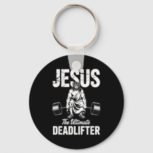 Jesus The Deadlifter Funny Christian Gym Pun Keychain