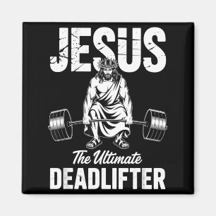 Jesus The Deadlifter Funny Christian Gym Pun  Magnet