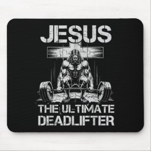 Jesus The Deadlifter Workout Gym Funny Christian Mouse Pad