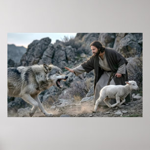 Jesus the Good Shepherd and Protector Poster