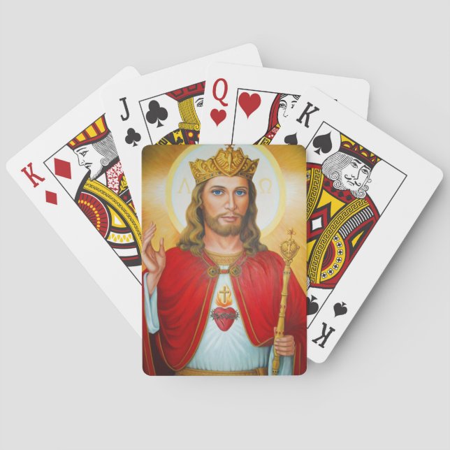 Jesus The King Blessing Sacred Heart of Jesus Playing Cards (Back)