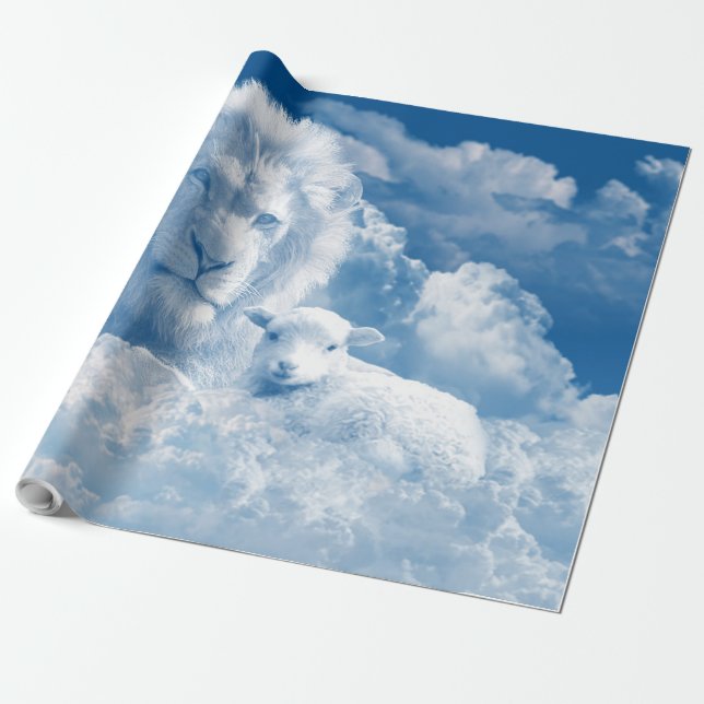 JESUS THE LAMB AND JESUS THE LION WRAPPING PAPER (Unrolled)