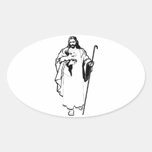 Jesus & The Lamb Oval Sticker