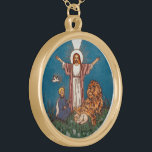 Jesus the Lion and the Lamb Gold Plated Necklace<br><div class="desc">Jesus the Lion and the Lamb with dove and child</div>