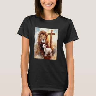 Jesus the Lion Lamb the Cross  Catholic Christian  T-Shirt