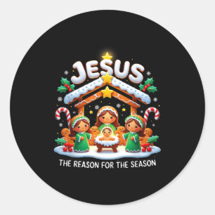 Jesus The Reason For Season Gingerbread Christmas  Classic Round Sticker