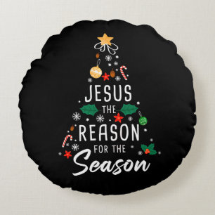 Jesus The Reason For The Season – Christmas Faith Round Pillow