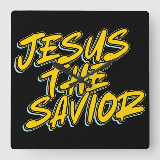JESUS THE SAVIOR SQUARE WALL CLOCK (Front)