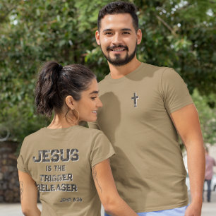 Jesus the Trigger Releaser Cross Scripture Faith Tri-Blend Shirt