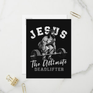 Jesus The Ultimate Deadlifter Funny Christian  Invitation Postcard