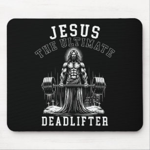 Jesus The Ultimate Deadlifter - Jesus Deadlifting Mouse Pad
