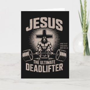 Jesus The Ultimate Deadlifter Muscle Kid Funny Chr Card