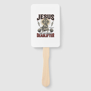 Jesus The Ultimate Deadlifter Vintage Christian Sh Hand Fan