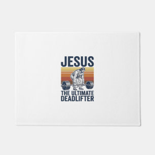 Jesus The Ultimate Deadlifter Vintage Gym Shirt_1 Doormat