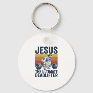 Jesus The Ultimate Deadlifter Vintage Gym Shirt_1 Keychain