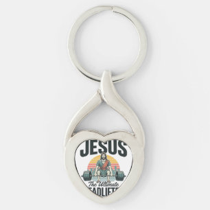 Jesus The Ultimate Deadlifter Vintage Keychain