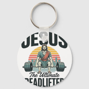 Jesus The Ultimate Deadlifter Vintage Keychain