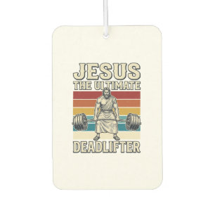 Jesus The Ultimate Deadlifter Vintage Vector Desig Air Freshener