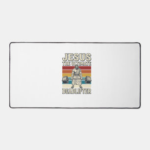 Jesus The Ultimate Deadlifter Vintage Vector Desig Desk Mat