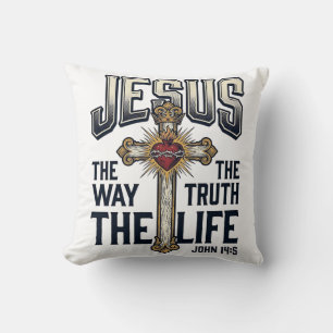 Jesus The Way The Truth The Life Christian Shirt Throw Pillow