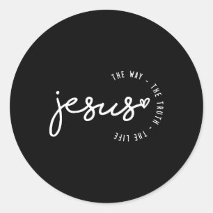 Jesus The Way The Truth The Life Cross Christian F Classic Round Sticker