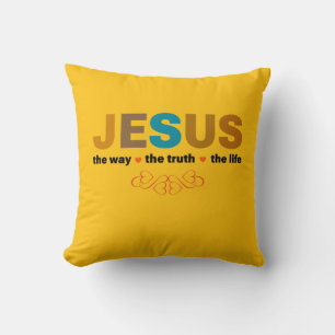 JESUS. THE WAY, THE TRUTH, THE LIFE. THROW PILLOW
