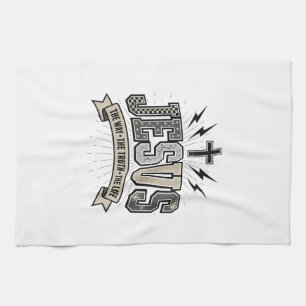 Jesus The Way The Truth The Life Vintage Christian Kitchen Towel