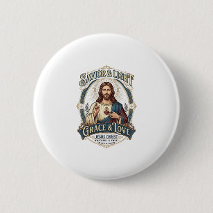 Jesus Thrift Store Vintage Hunting Graphic Tee Chr 2 Inch Round Button