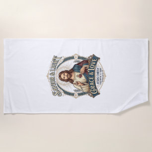 Jesus Thrift Store Vintage Hunting Graphic Tee Chr Beach Towel
