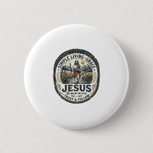 Jesus Tiny House Slow Living Vintage 2 Inch Round Button