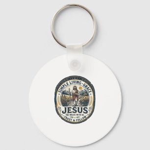 Jesus Tiny House Slow Living Vintage Keychain