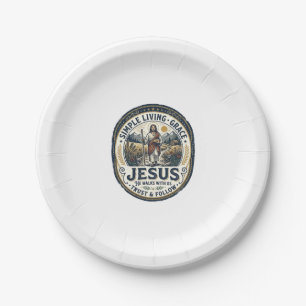 Jesus Tiny House Slow Living Vintage Paper Plate