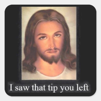 Jesus tips 20% square sticker