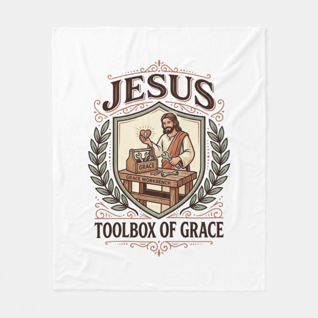 Jesus Toolbox Of Grace Jesus Toolbox Grace Christi Fleece Blanket (Front)