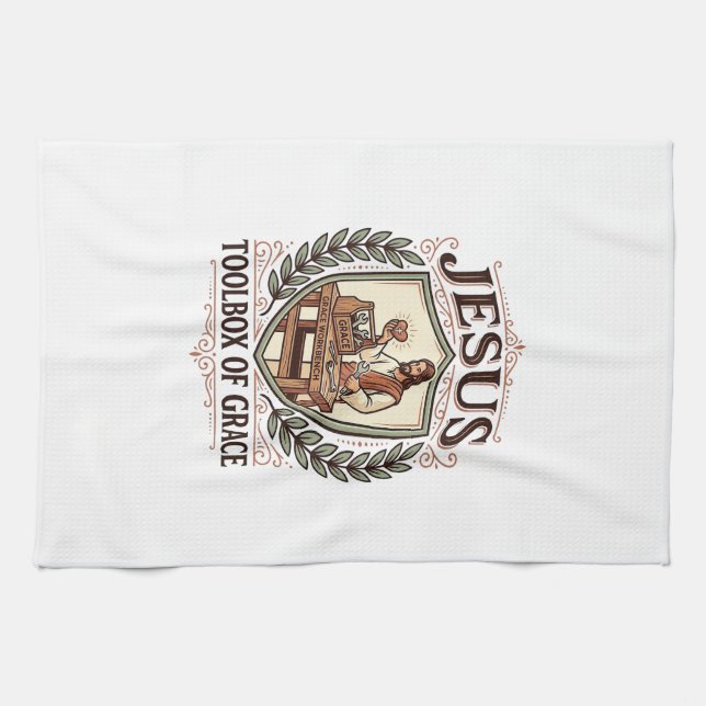 Jesus Toolbox Of Grace Jesus Toolbox Grace Christi Kitchen Towel (Horizontal)