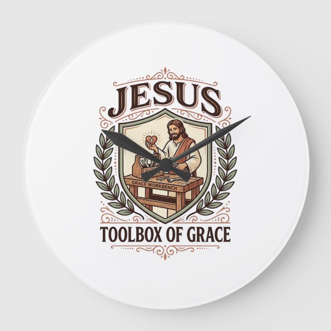 Jesus Toolbox Of Grace Jesus Toolbox Grace Christi Large Clock (Front)