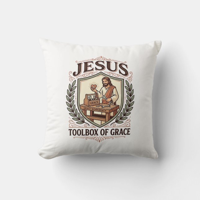 Jesus Toolbox Of Grace Jesus Toolbox Grace Christi Throw Pillow (Front)