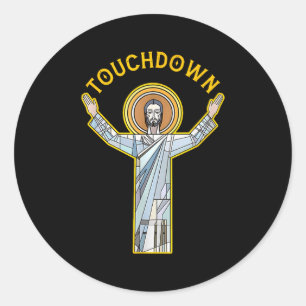Jesus Touchdown Fun Christian Faith Saying Meme Ch Classic Round Sticker