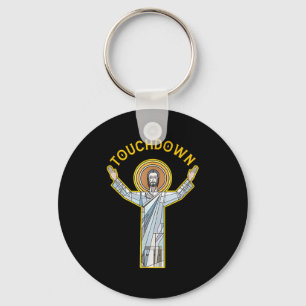 Jesus Touchdown Fun Christian Faith Saying Meme Ch Keychain
