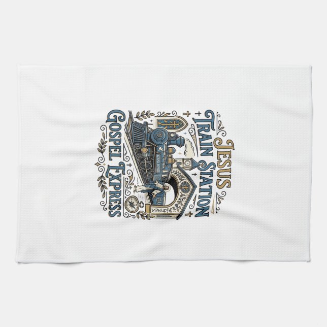 Jesus Train Station Gospel Express Jesus Train Sta Kitchen Towel (Horizontal)